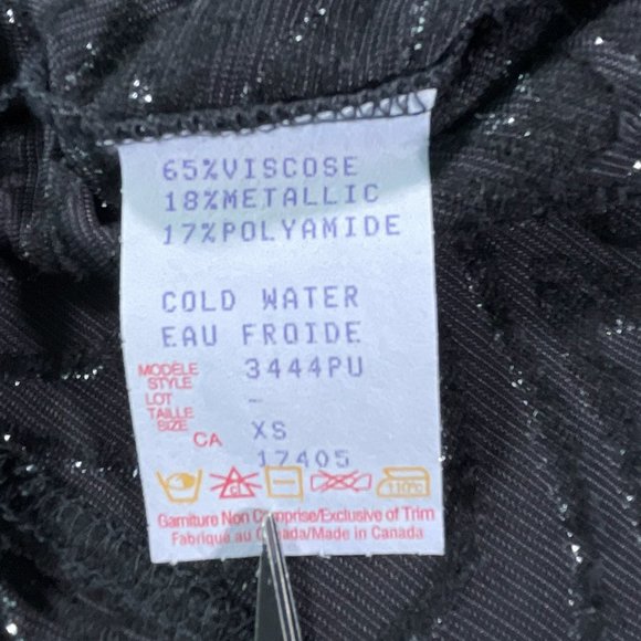 Conrad C Petite Black Top Partially Sheer with‎ Metallic/Black Design Size XS/TP - Picture 9 of 12